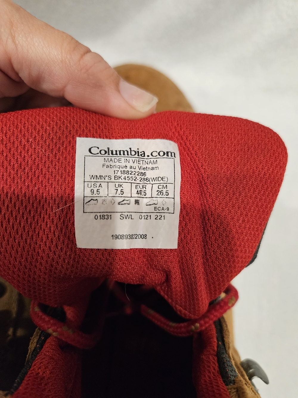 Columbia Brown Suede Hiking Booties with Red Lining - Picture 8 of 9